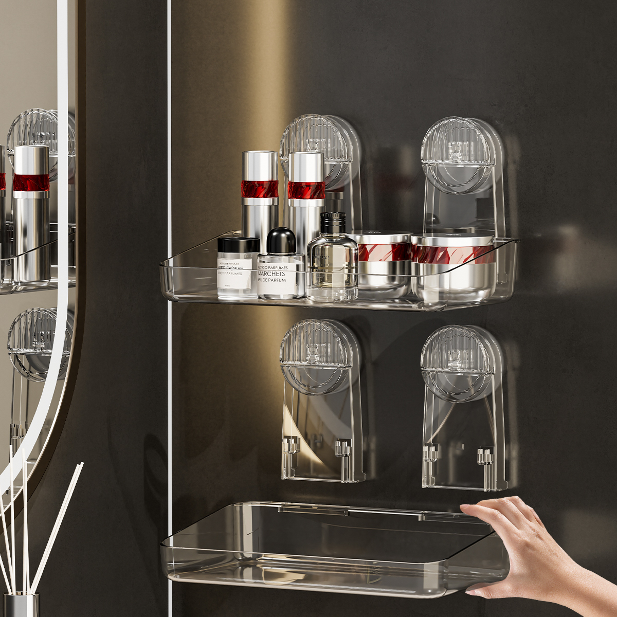 Мощная полка для хранения присосок, съемная подвеска, душевая стойка для сушки и дренажа, полка для хранения, акриловые принадлежности для ванной комнаты, изготовленные методом литья под давлением, полка для хранения разного назначения.