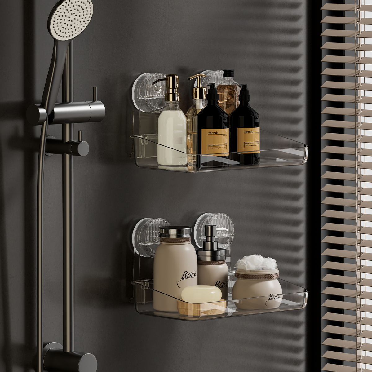 Мощная полка для хранения присосок, съемная подвеска, душевая стойка для сушки и дренажа, полка для хранения, акриловые принадлежности для ванной комнаты, изготовленные методом литья под давлением, полка для хранения разного назначения.