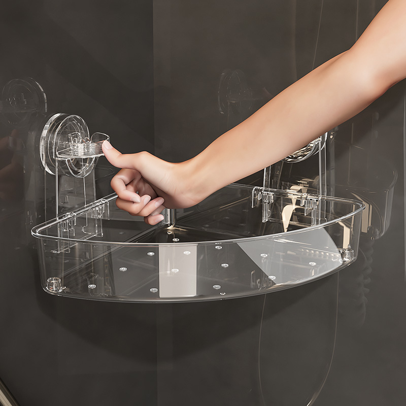 Вакуумная присоска, угловая душевая кабина, оптовая продажа, акриловая угловая ванная комната для хранения, присоска, органайзер для душа, полка, настенные полки