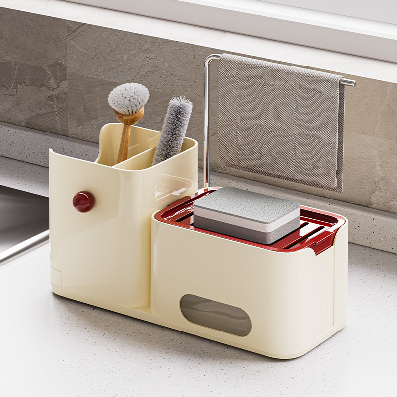 Кухонные аксессуары Органайзер, губка 4 в 1, дозатор мыла для мытья посуды